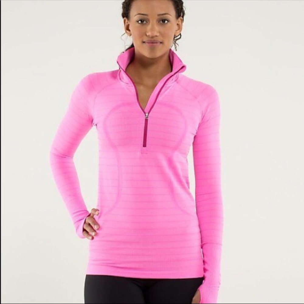 Lululemon swiftly tech 1/2 zip pink pullover sz 6